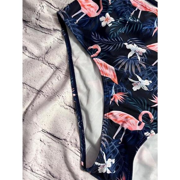 Women's X-Large Navy Blue Pink Flamingo Bikini Swim Bottom *Unbranded* - Picture 3 of 5